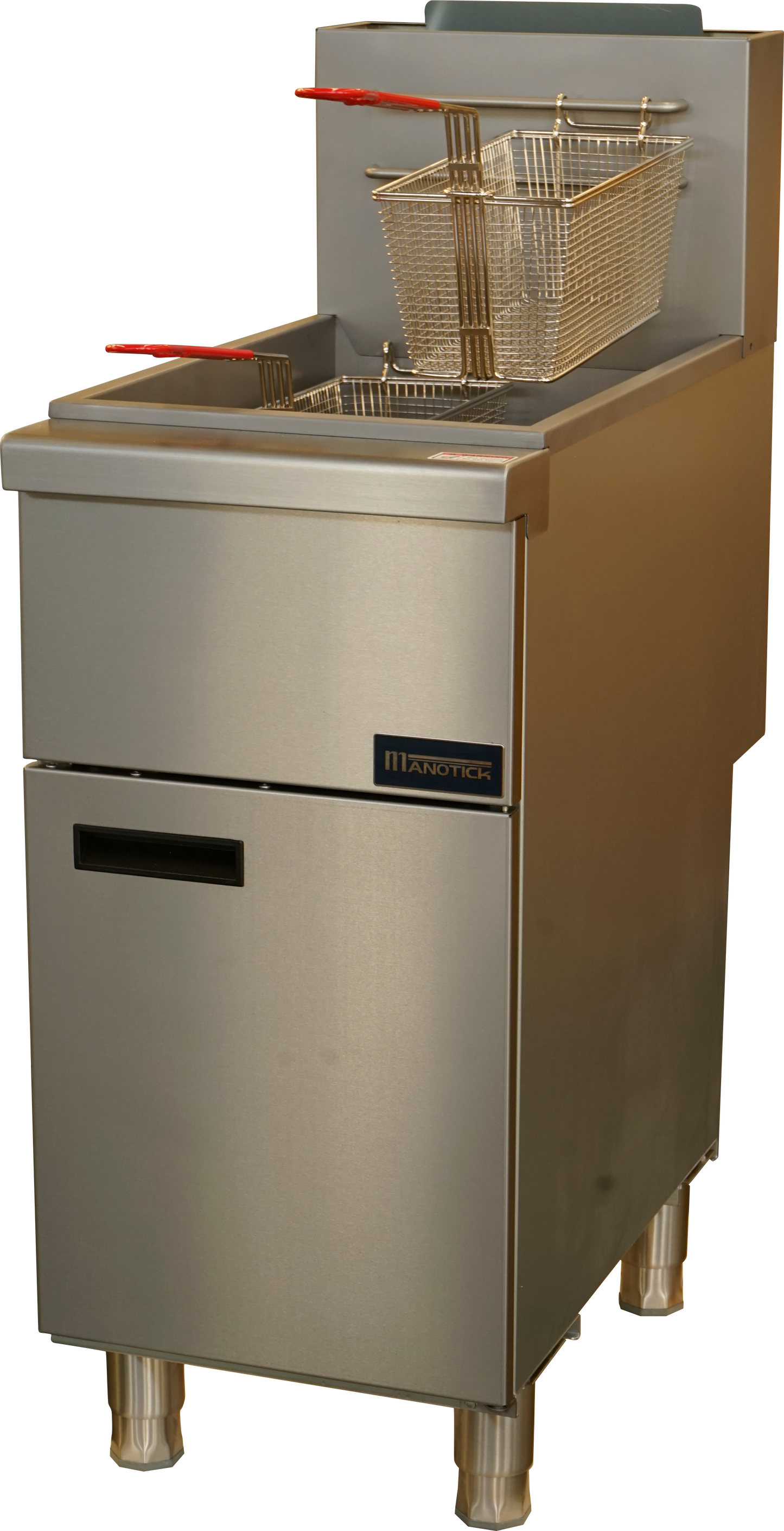 Manotick MT-F3-NG Gas 35-40 lb. Stainless Steel Floor Fryer-90,000 BTU